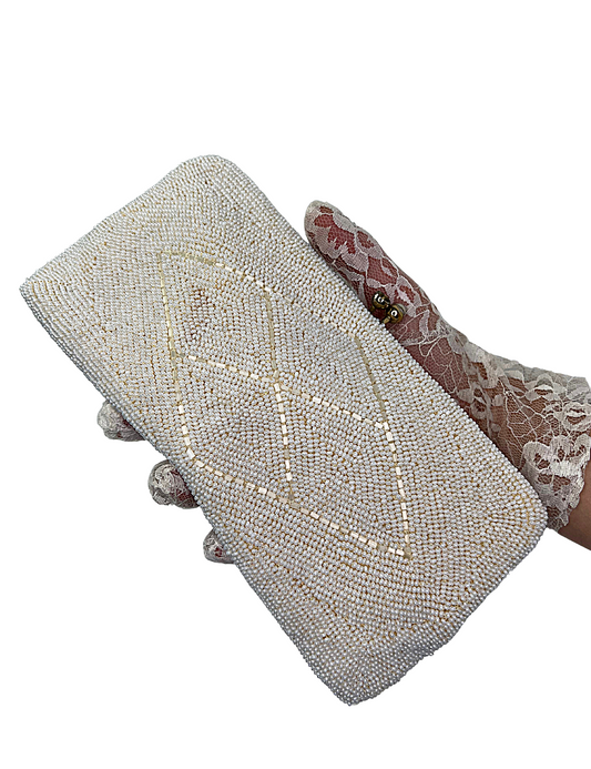 50’s Beaded Evening Bag Clutch 8.5” x 4”