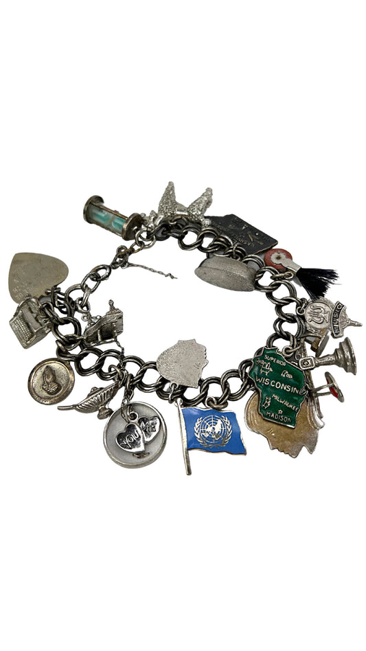 50’s Silver Charm Bracelet 7.5”