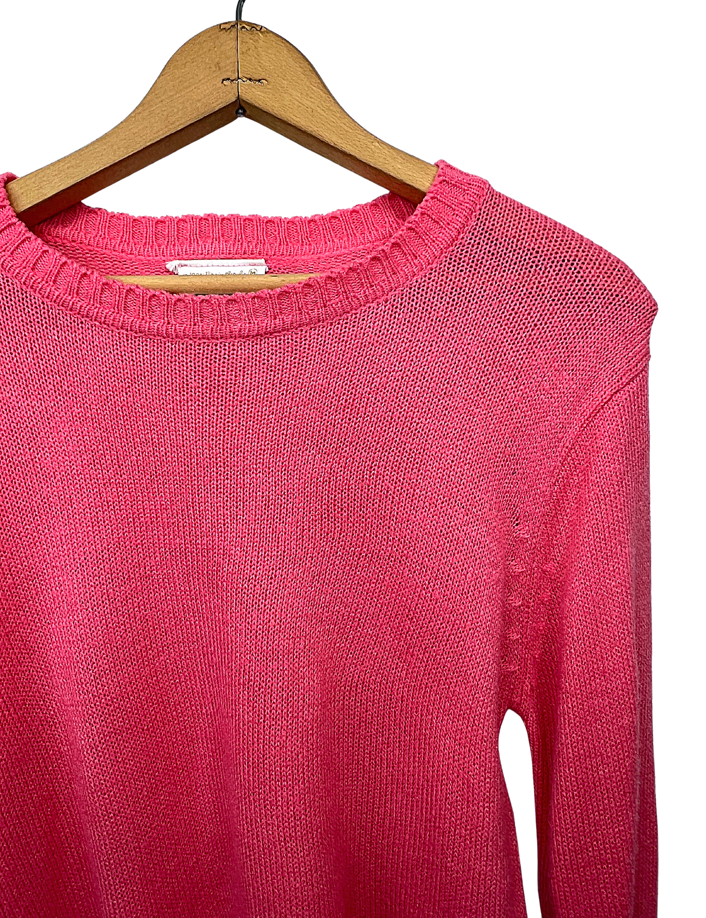 60’s Bubblegum Pink “Exclusive Imports” Scoop Neck Knit Sweater Wms Size S/M