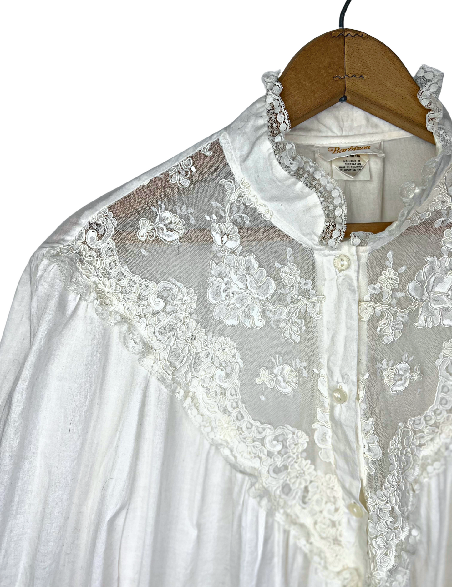 60’s White Beaded Lace Barbizon Maxi Regencycore Victorian Nightgown
