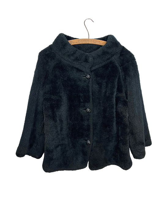 50’s Black Faux Fur Styled by Winter Fuzzy Jacket Size Medium