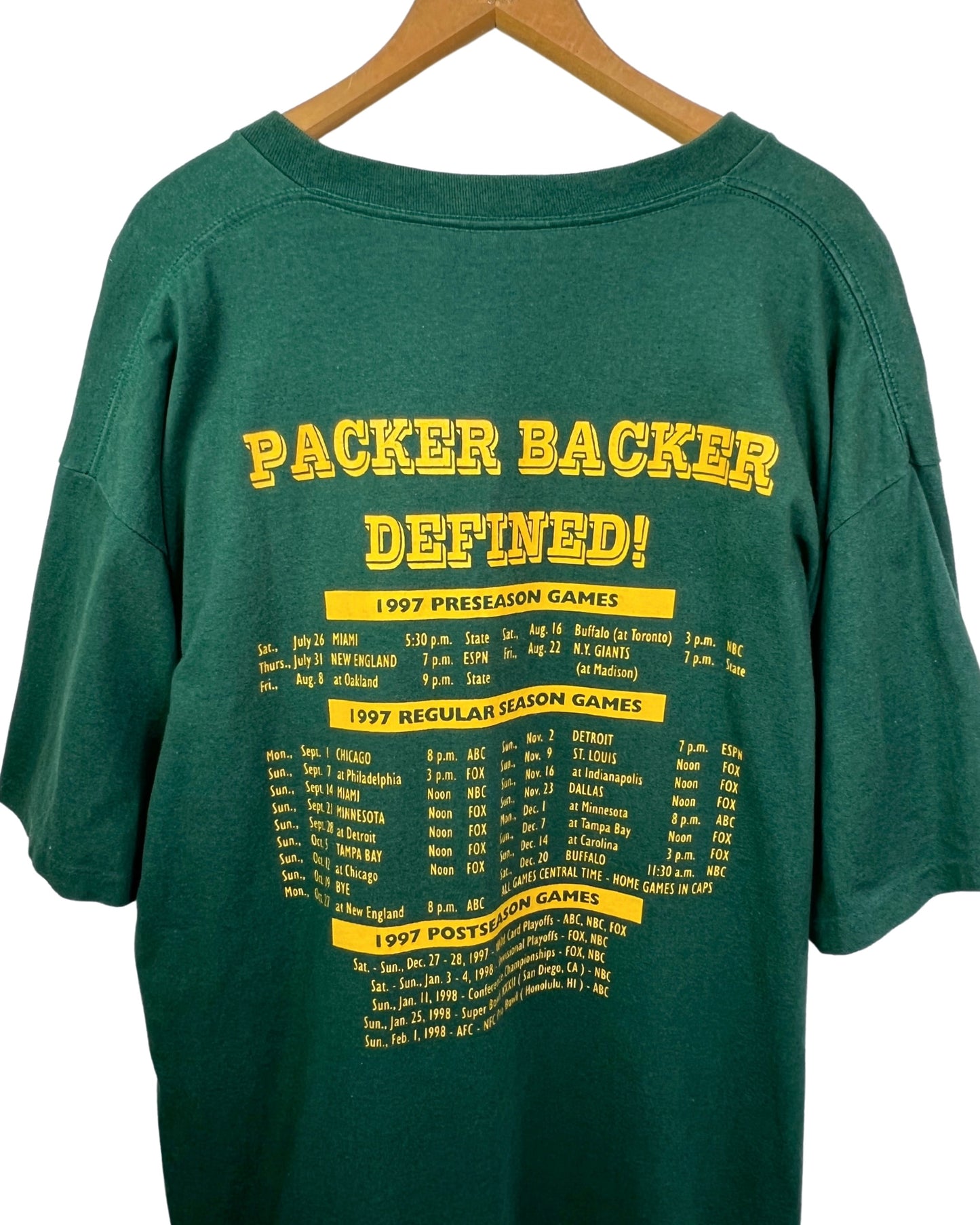 1997 Packer Backer Defined Green Bay Packers T-shirt Size 2X