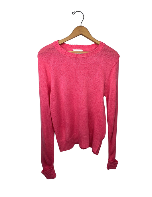 60’s Bubblegum Pink “Exclusive Imports” Scoop Neck Knit Sweater Wms Size S/M