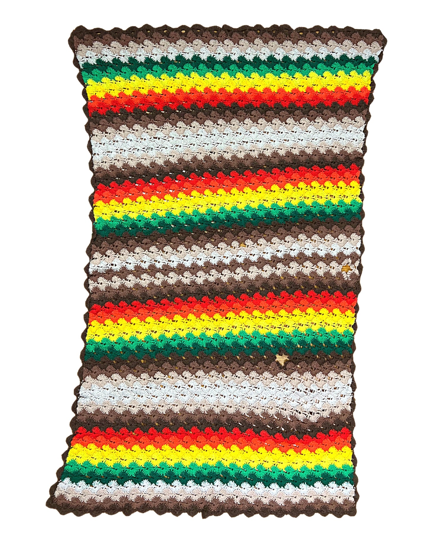 70’s Crocheted Rainbow Ombré Boho Afghan Throw 59” x 36”