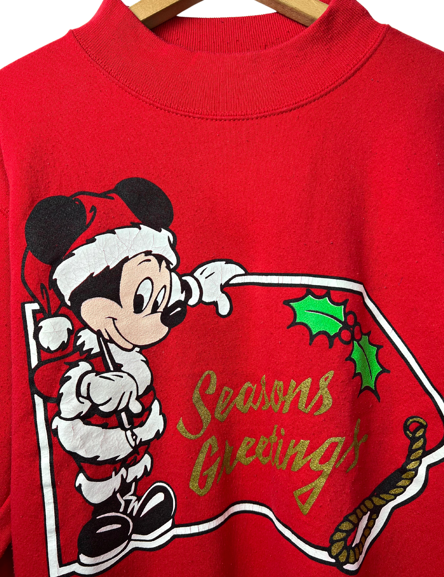 Vintage 80’s Disney Mickey Mouse Seasons Greetings Santa Sweatshirt