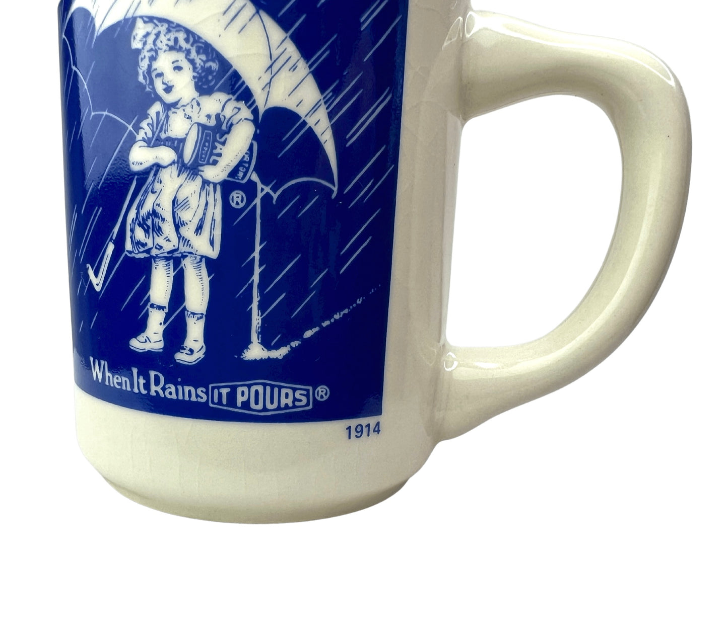 Vintage Morton Salt Girl 1914 When It Rains, It Pours Replica 10oz Coffee Mug