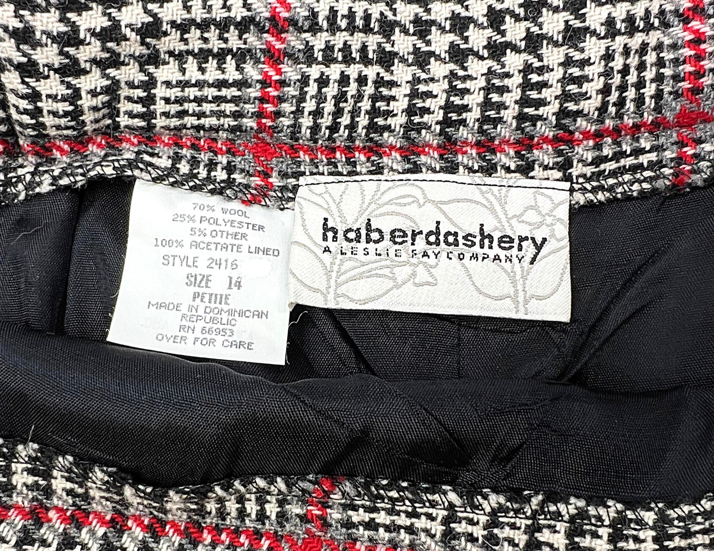 90’s Wool Herringbone Plaid Pencil Skirt with Pockets Size 10/12