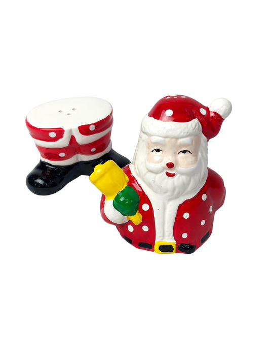 Vintage 90’s Santa Salt & Pepper Stackable Ceramic Christmas Shakers