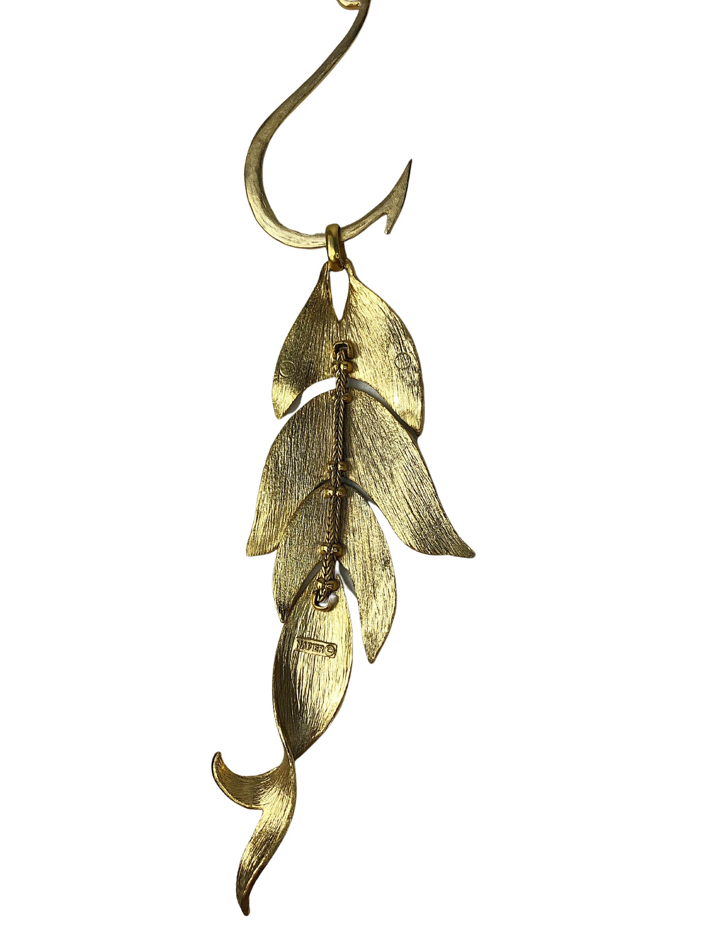70’s Gold NAPIER Articulated Fish Pisces Pendant Chain Necklace