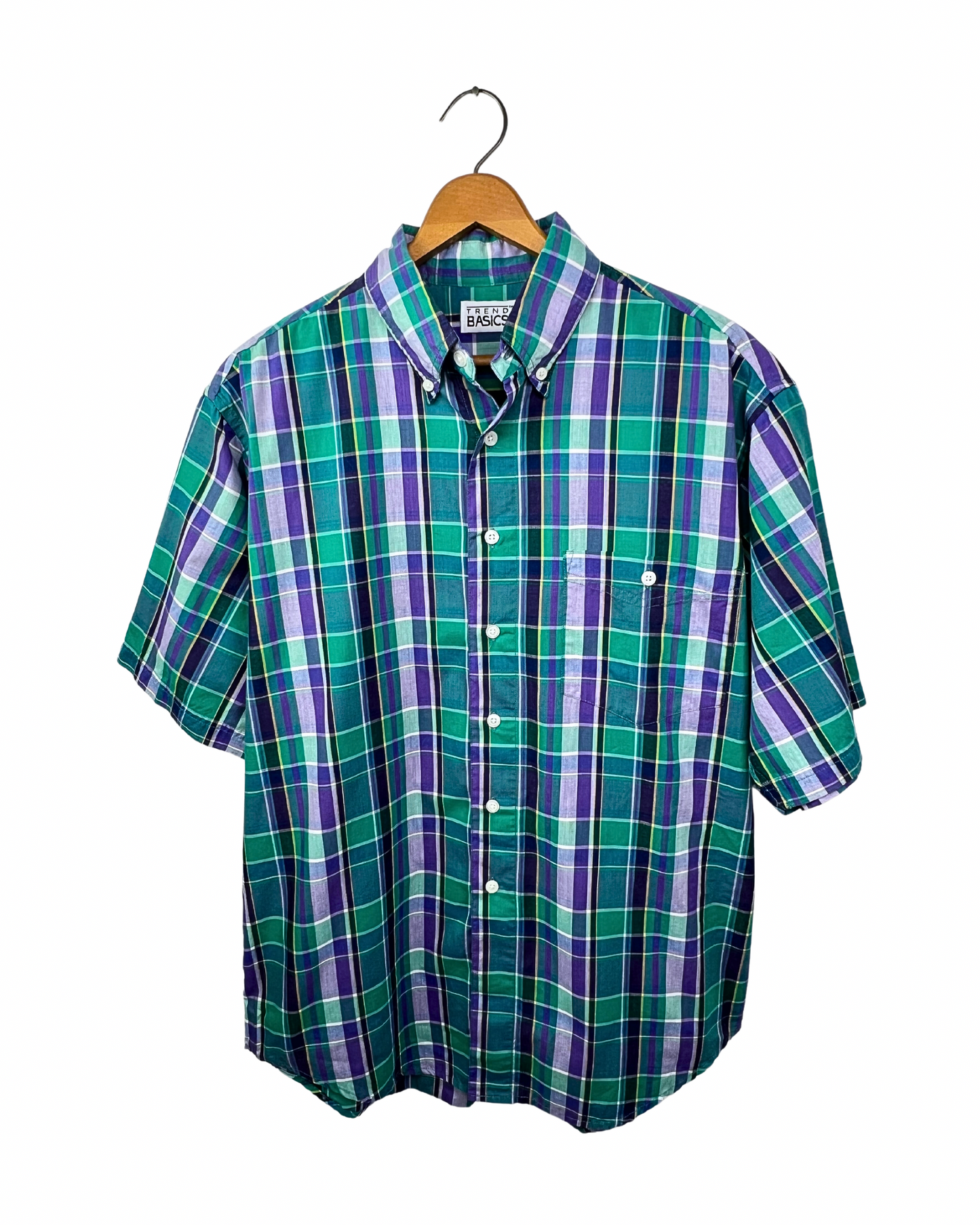 90’s Summer Plaid Short Sleeve Buttonup Shirt Size Medium