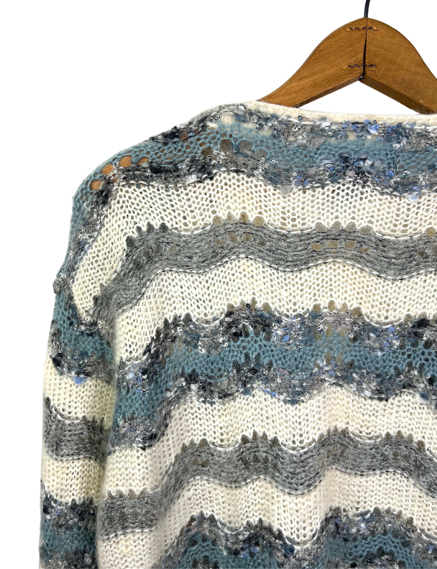90’s Wavy Stripe Mohair Cardigan Sweater