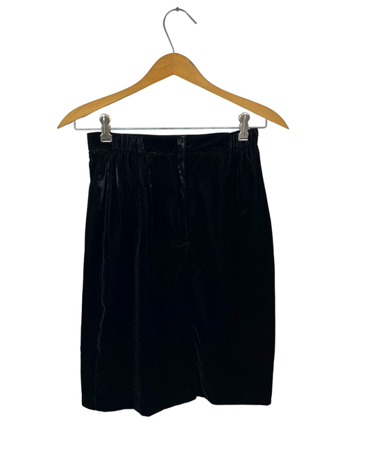 90's Black Crushed Velvet Pencil Skirt Size S