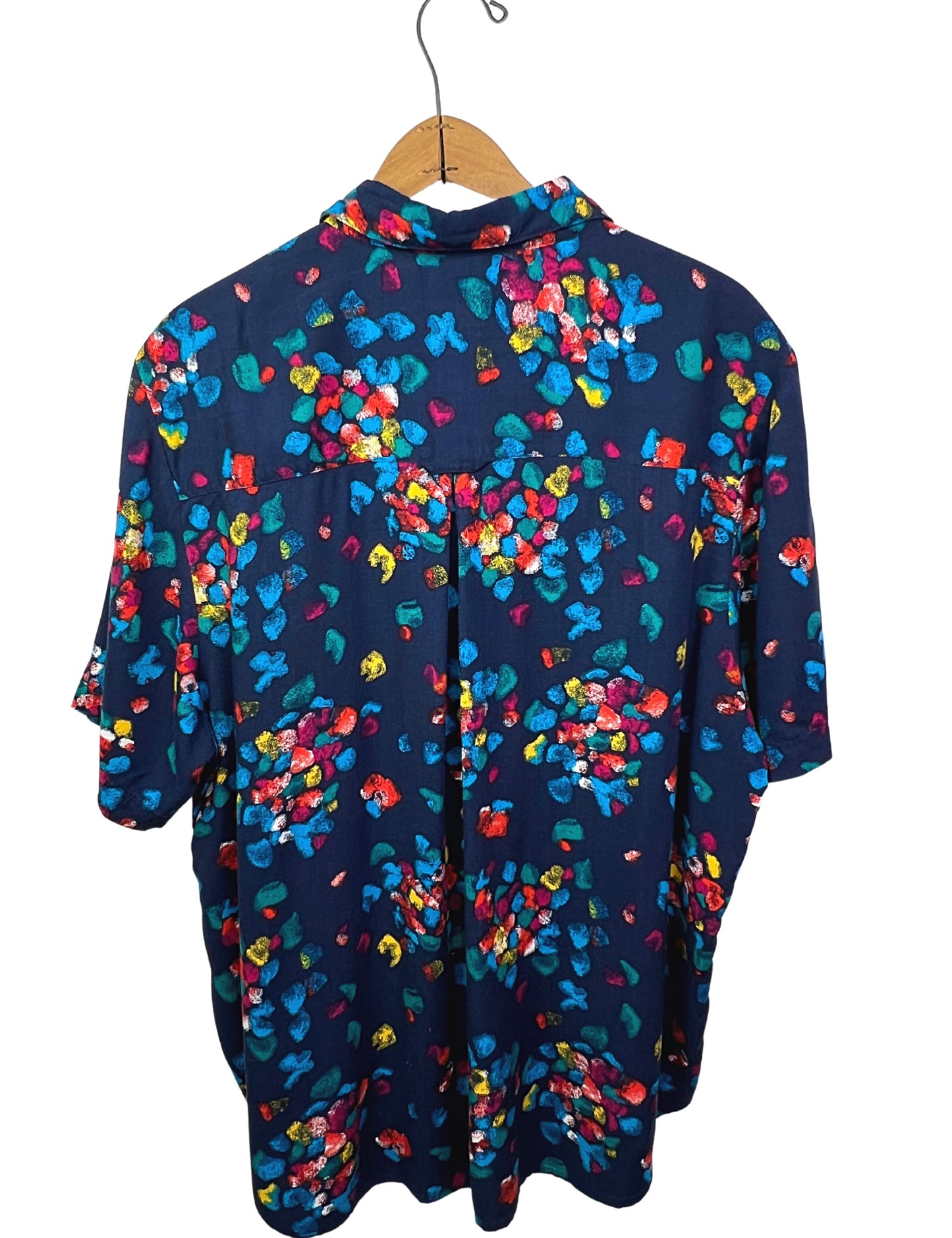 90’s Rainbow Abstract Print Button Down Blouse Plus Size