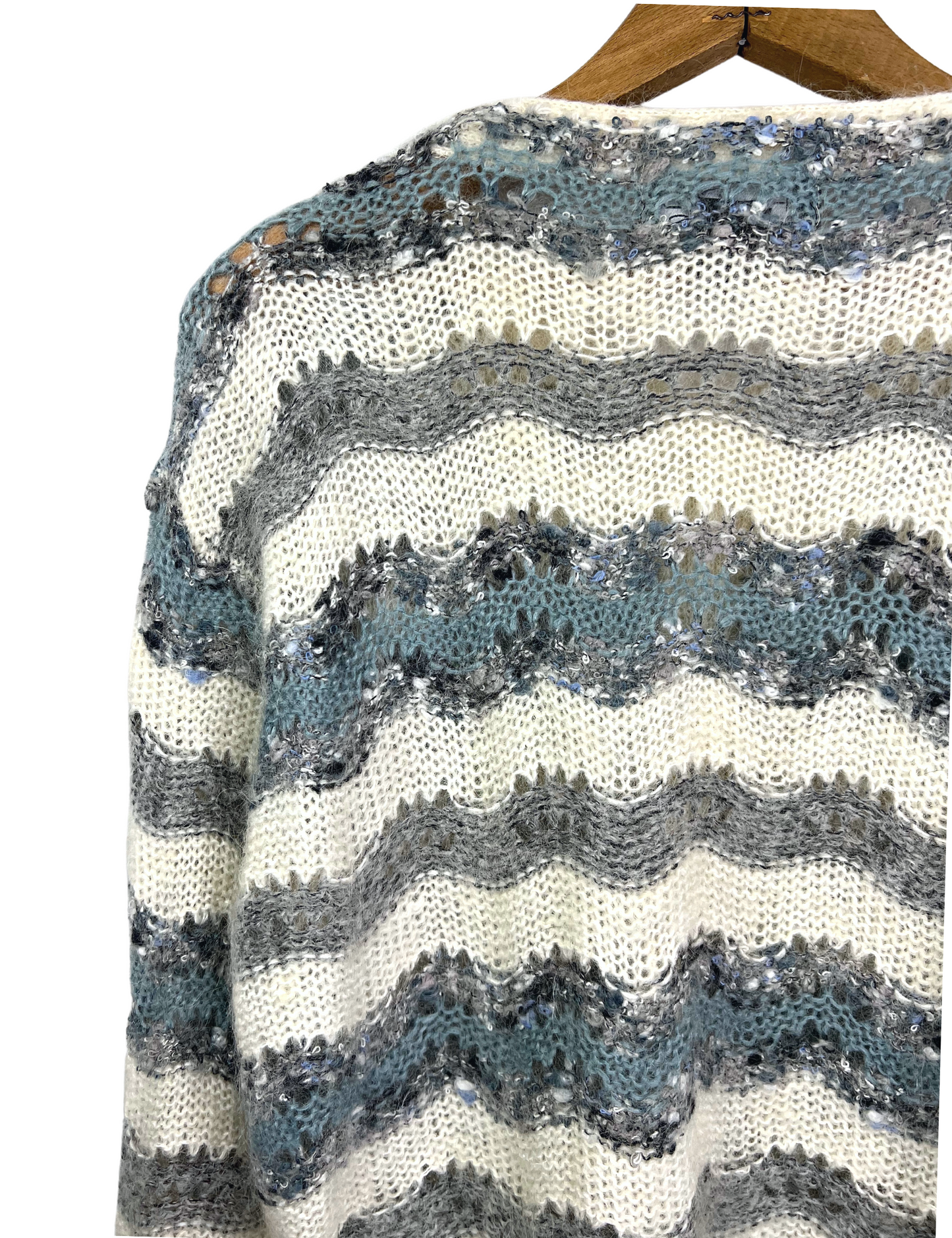 90’s Wavy Stripe Mohair Cardigan Sweater