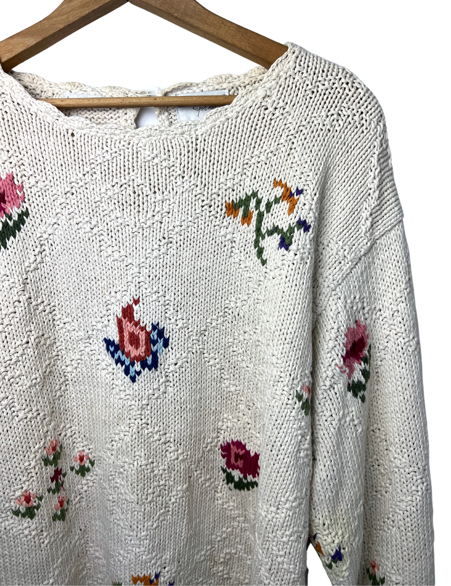 Vintage 80’s Ivory Floral Chunky Sweater