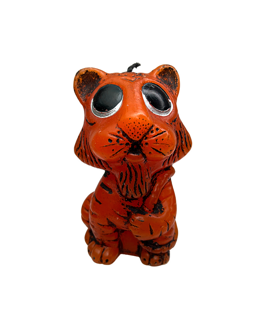 60’s Big Eyed Tiger Hand-Painted Candle