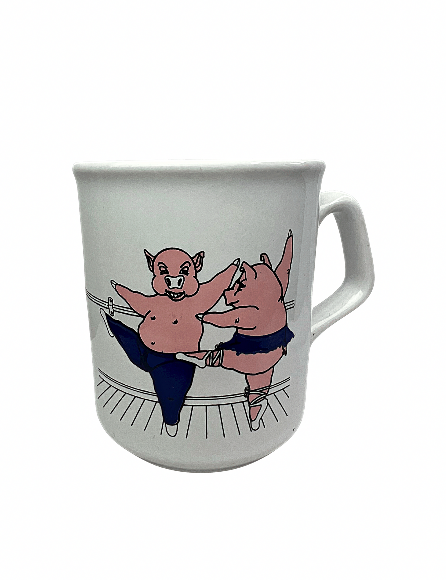 80’s Ballerina Pigs Black Swine Coffee Mug