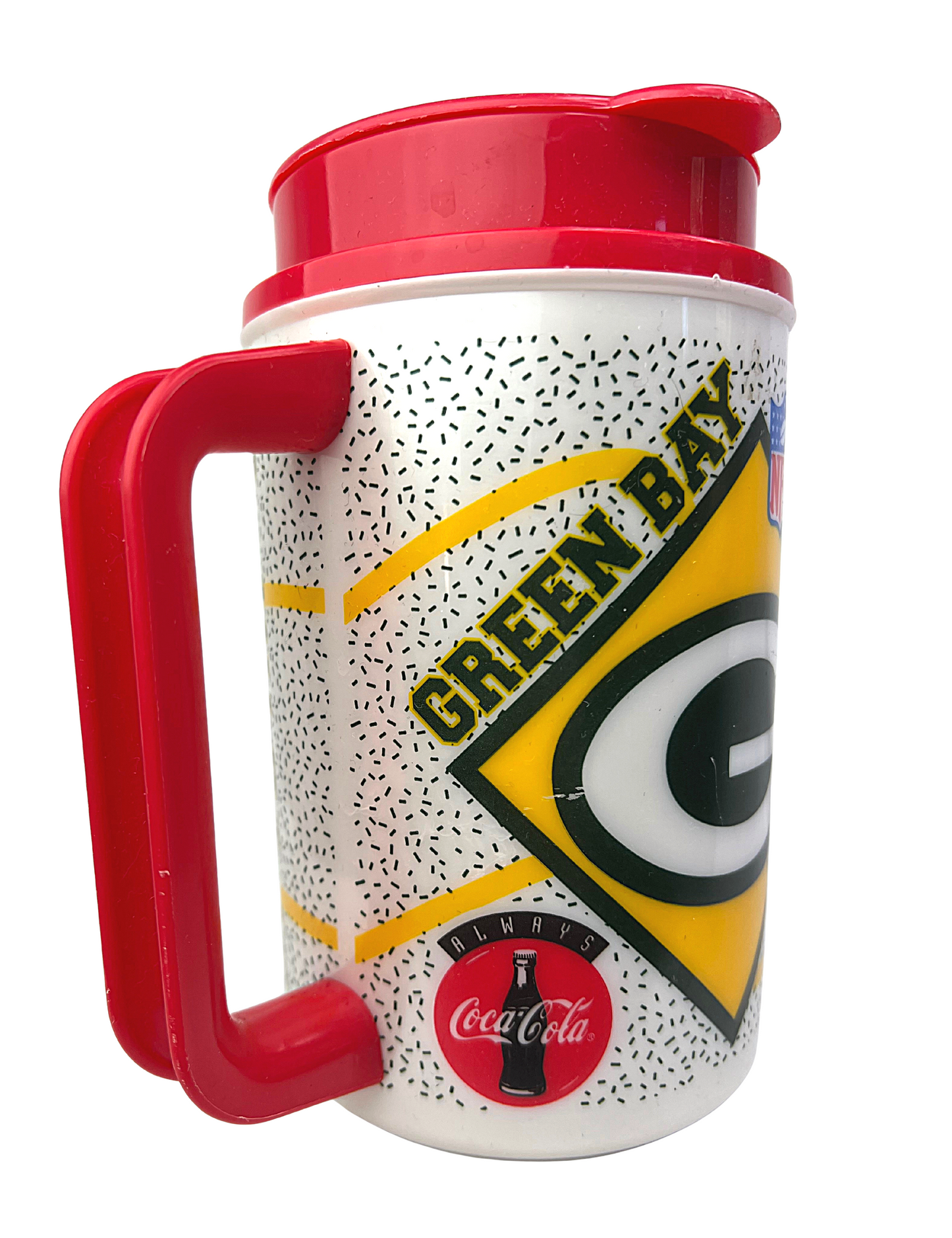 90’s Green Bay Packers Coca-Cola Insulated 24oz  Plastic Travel Thermos