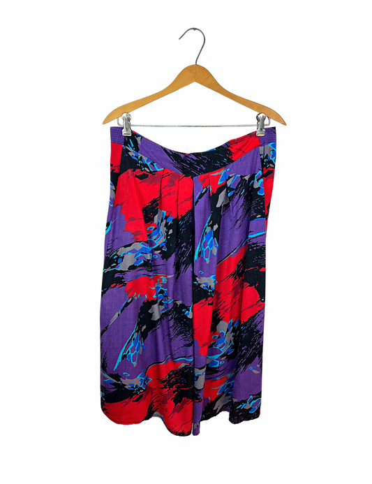 80’s All Over Paintbrush Mod Abstract Mid-Calf Skirt