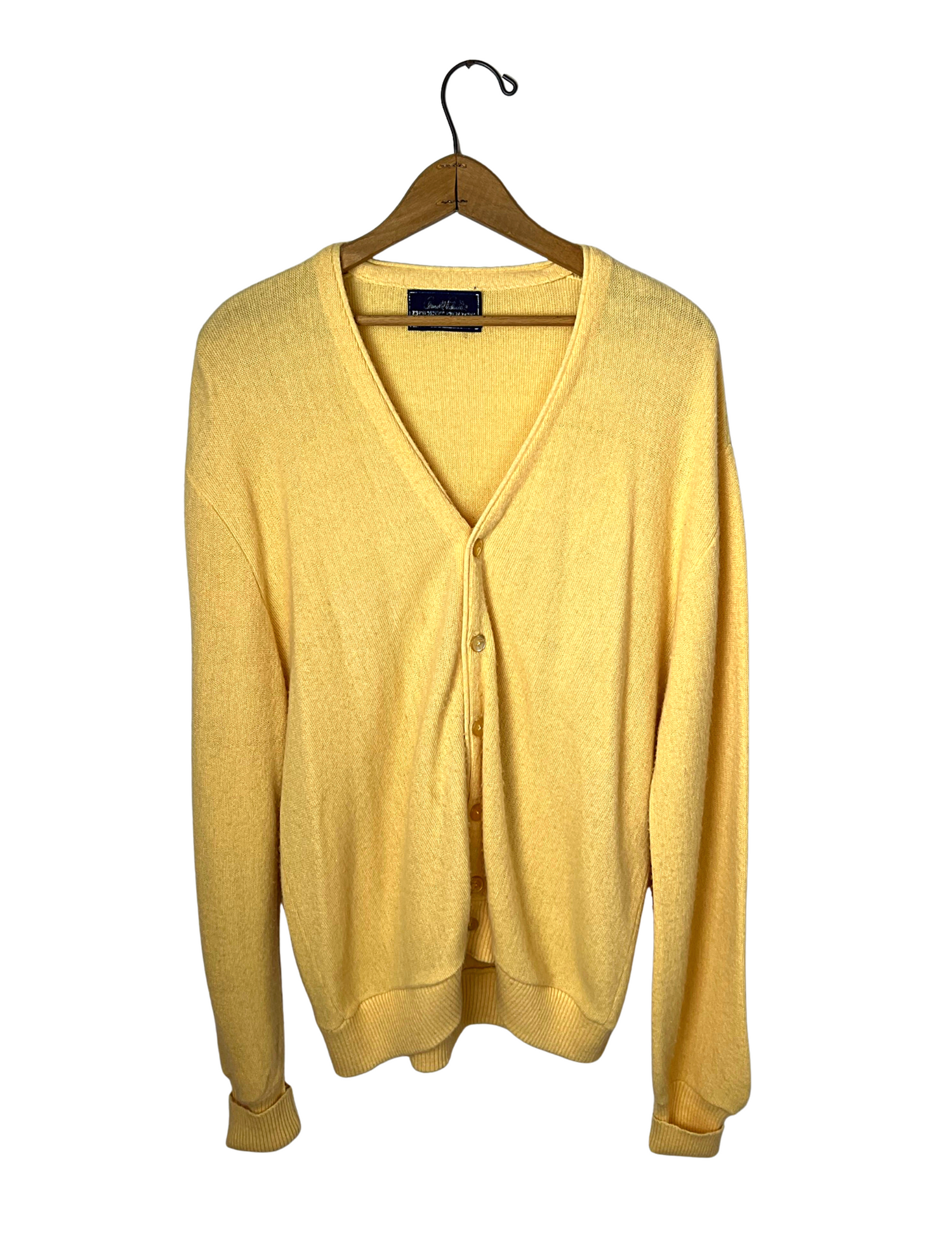 80 s Butter Yellow Arnold Palmer Basic V Neck Cardigan Sweater