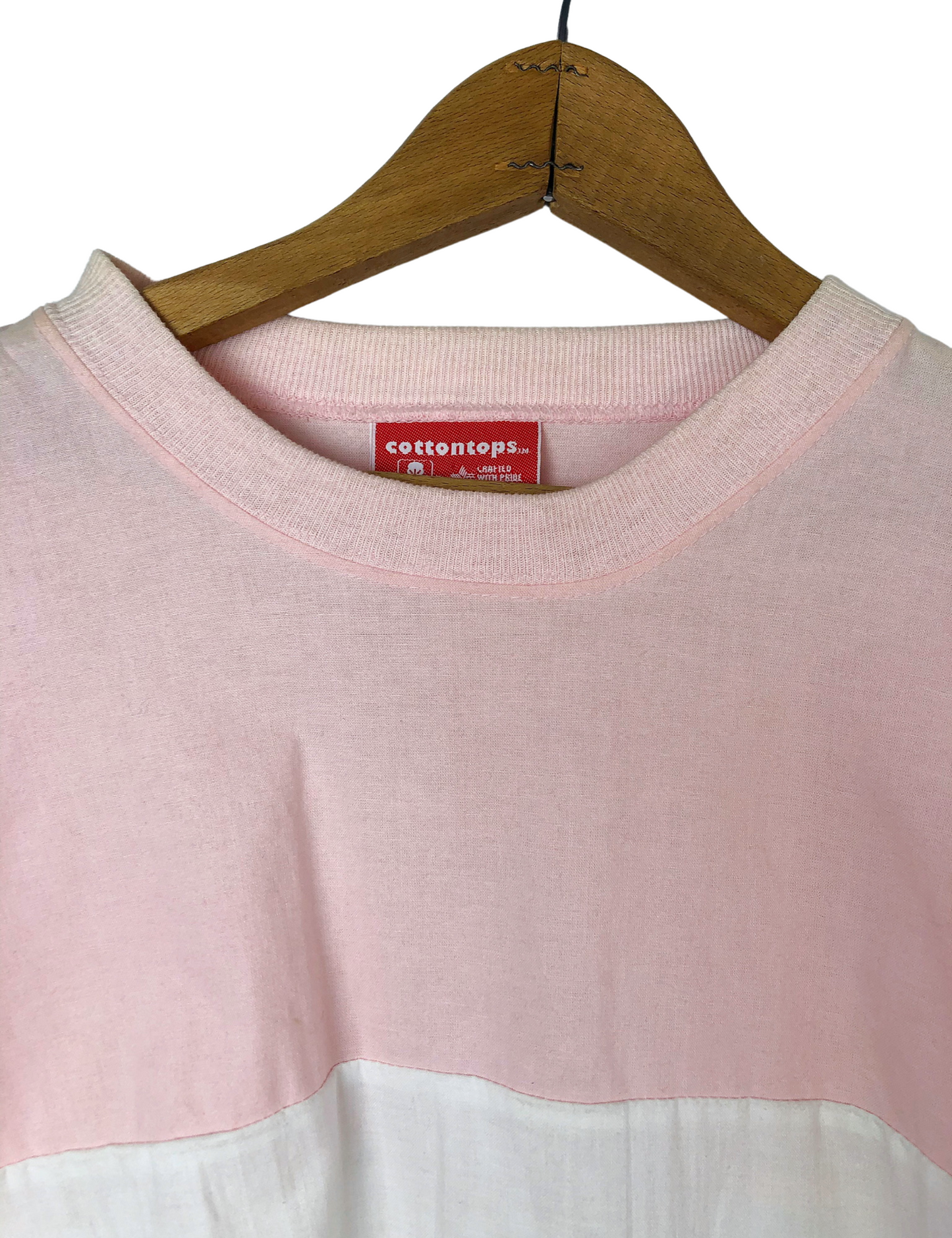 70’s Pink Ombré Color Block Stripe 100% Cotton Pullover Size Large
