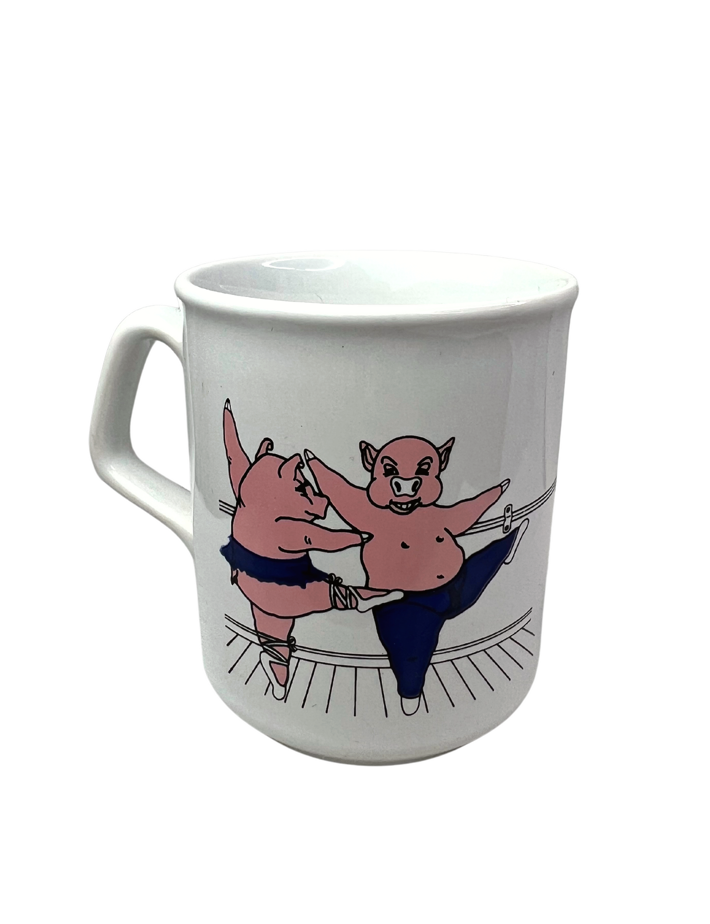 80’s Ballerina Pigs Black Swine Coffee Mug