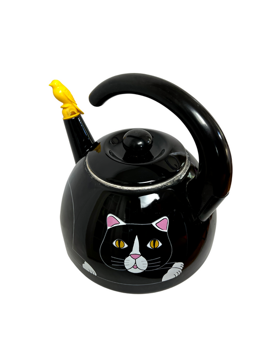 80’s Kamenstein Black Cat Whistling Bird Tea Kettle