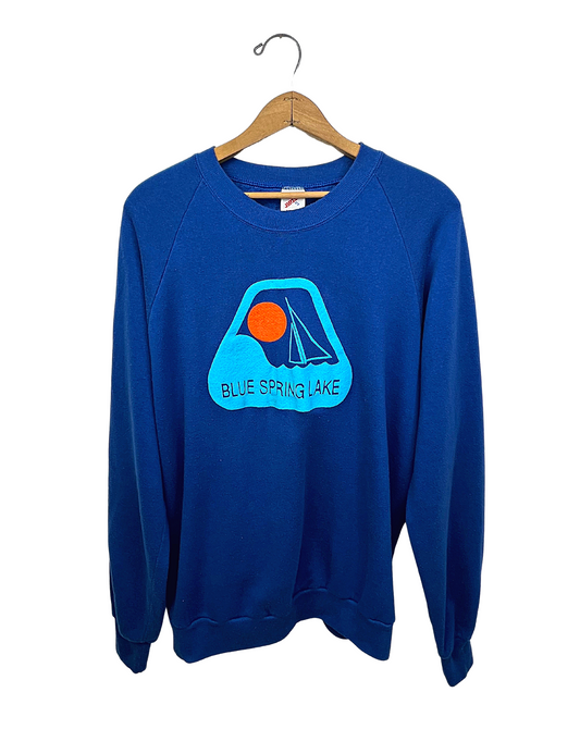 80’s Blue Spring Lake Super Soft Sailboat 50/50 Sweatshirt