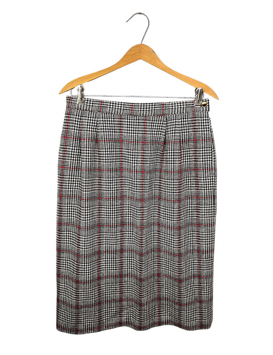 90’s Wool Herringbone Plaid Pencil Skirt with Pockets Size 10/12