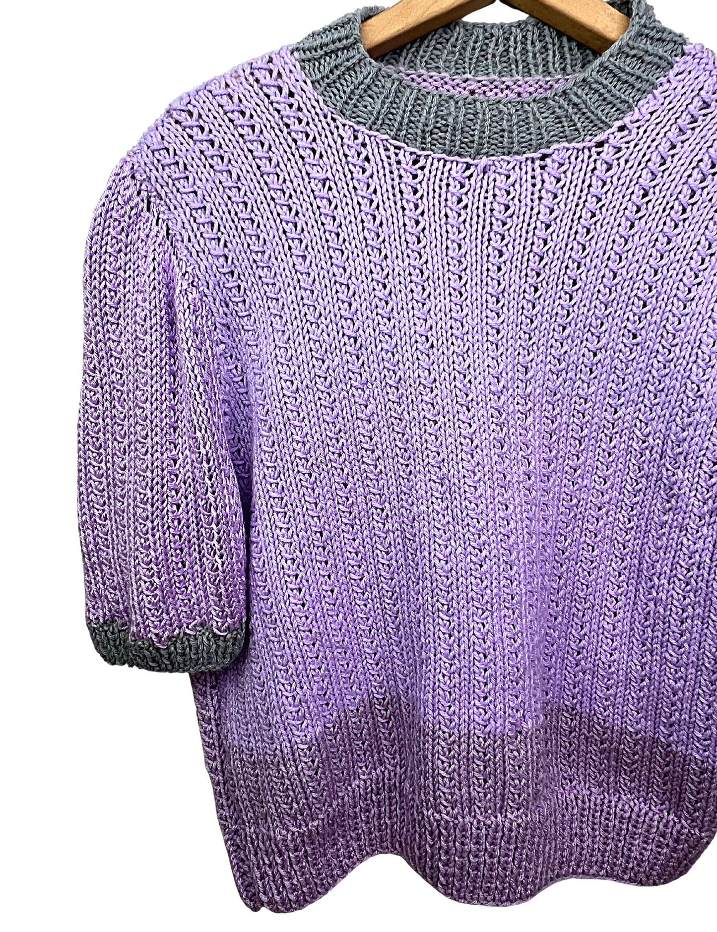 70’s 80’s Lilac & Lavender Crocheted Chunky Mockneck Crop Sweater
