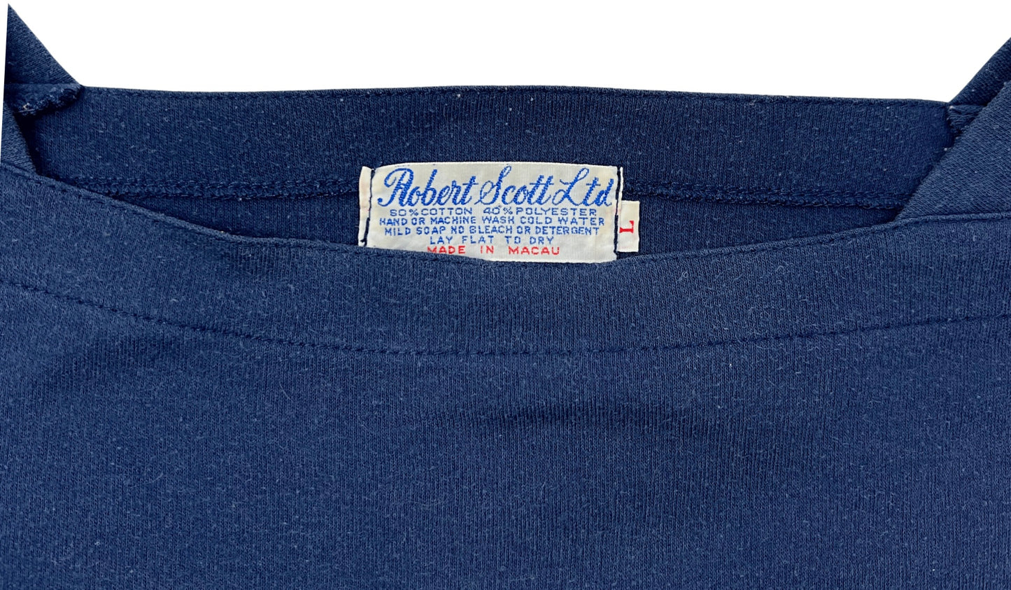 60’s Navy Boatneck Robert Scott Ltd 3/4 Sleeve Pocket Tee