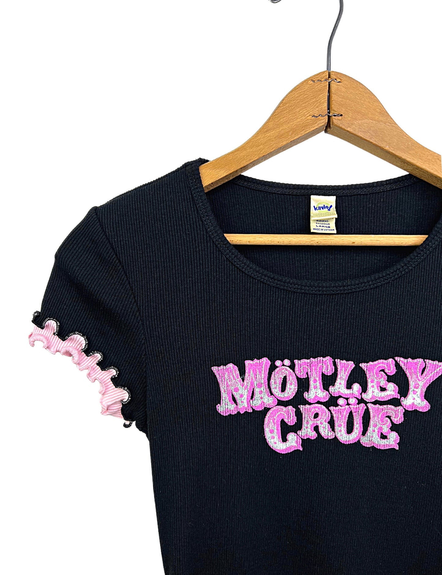 00’s Y2K Mötley Crüe Lettuce Hem Babydoll Tee