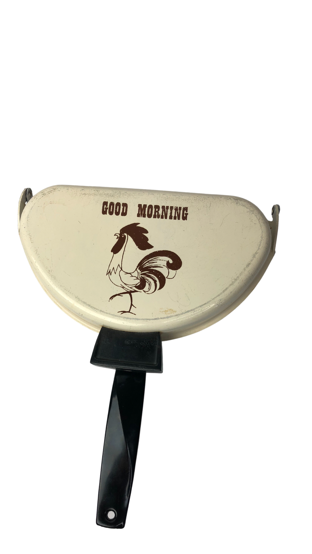 60’s Nordic Ware GOOD MORNING Chicken Rooster Metal Camping Omelet Pan