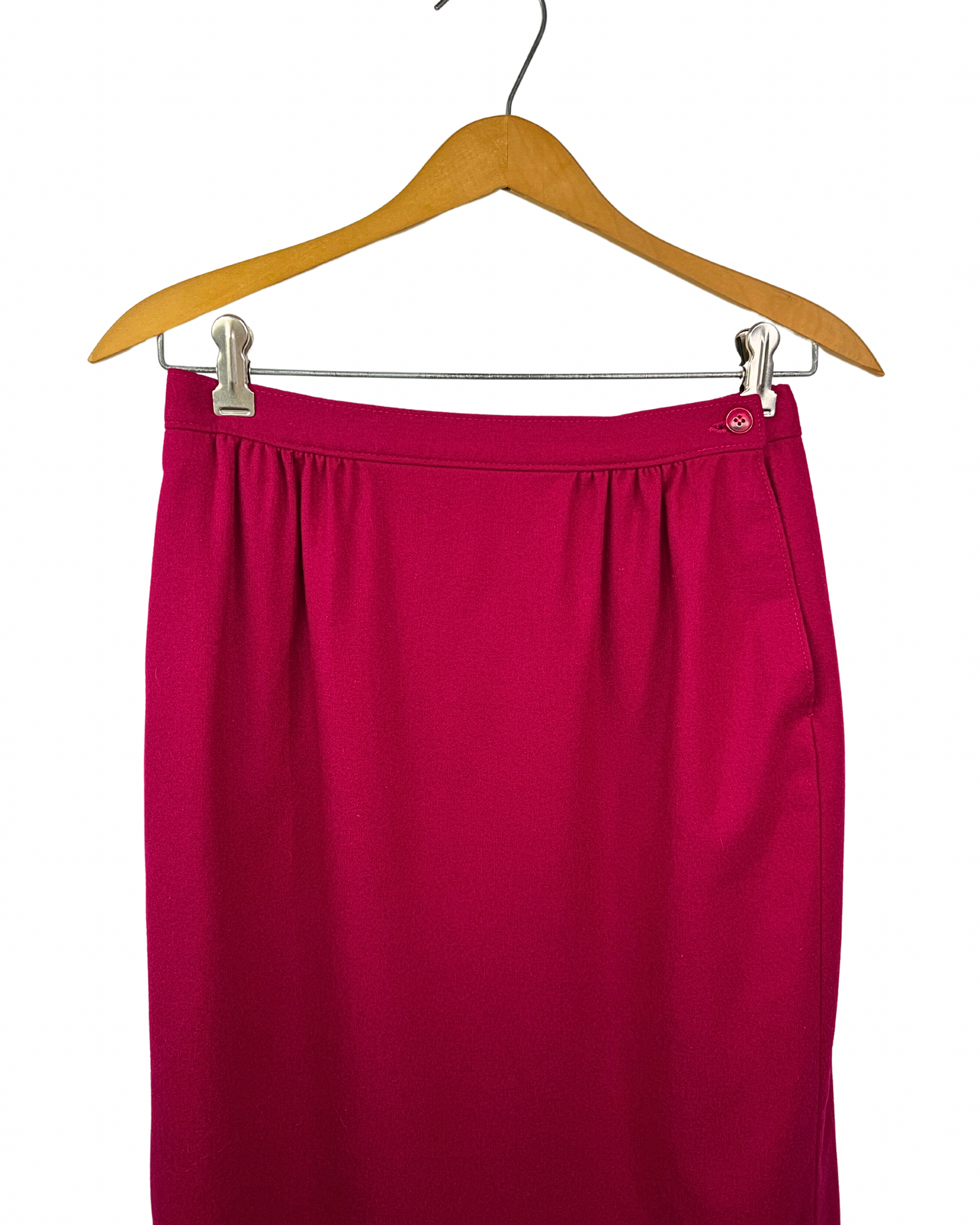 60’s Pendleton Wool Fuchsia Pink Pencil Skirt with Pockets Size 10 (28)