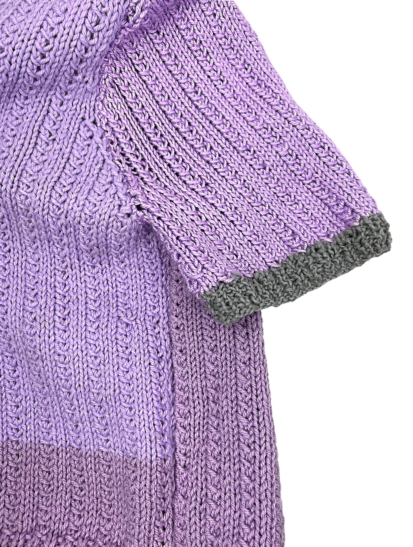 70’s 80’s Lilac & Lavender Crocheted Chunky Mockneck Crop Sweater
