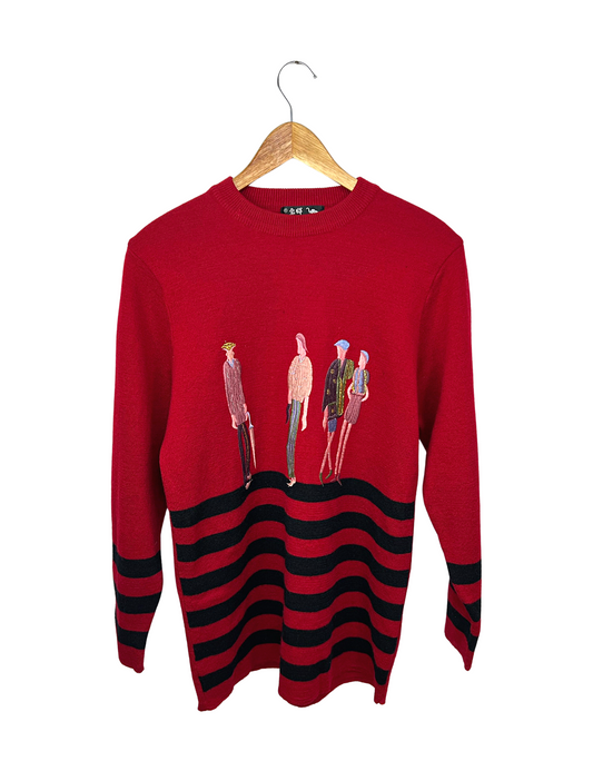 90’s Fashion Girlies Mod Stripe Chinese Fashion Sweater Size M