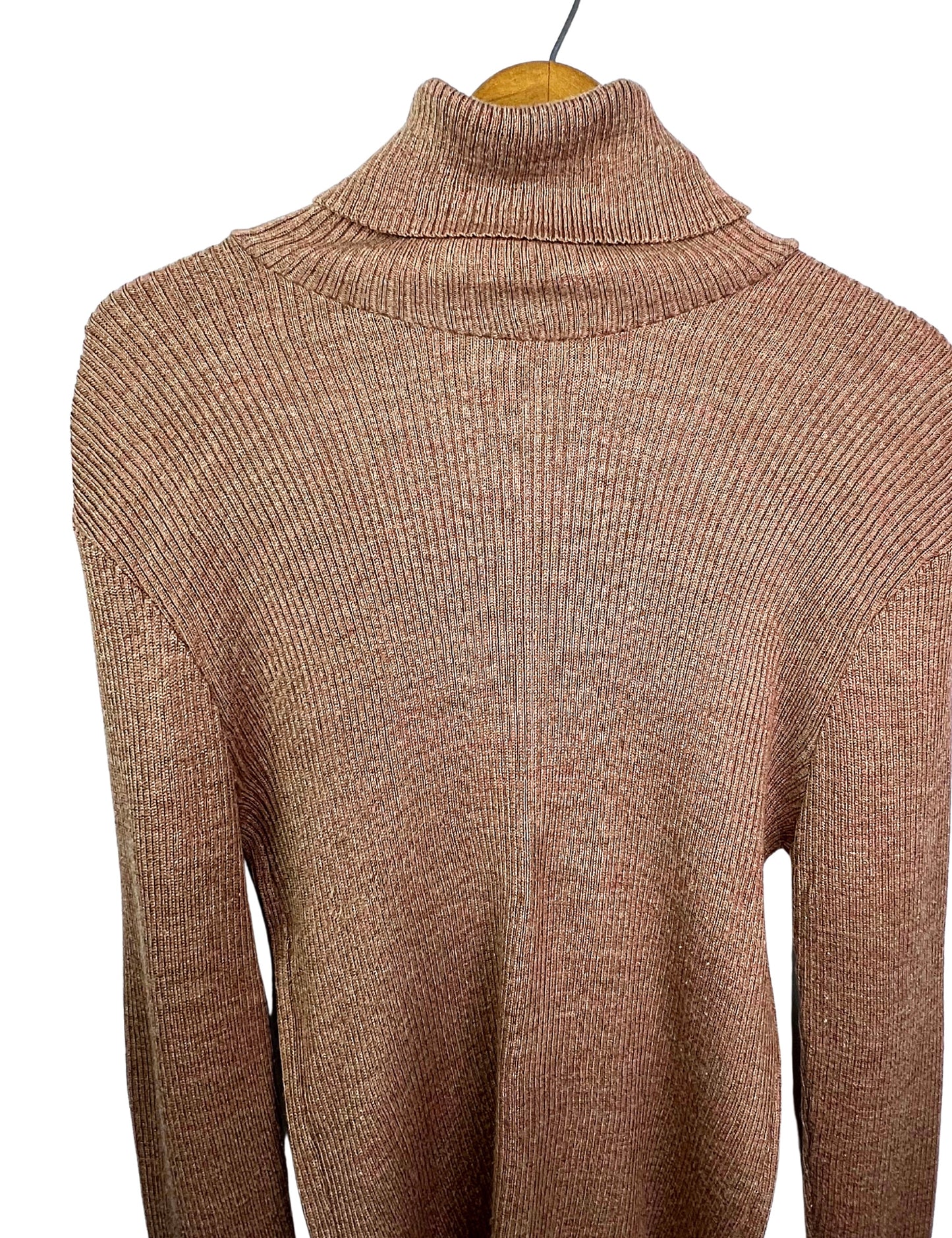 60’s Brown Heather Union-Made Ribbed Turtleneck