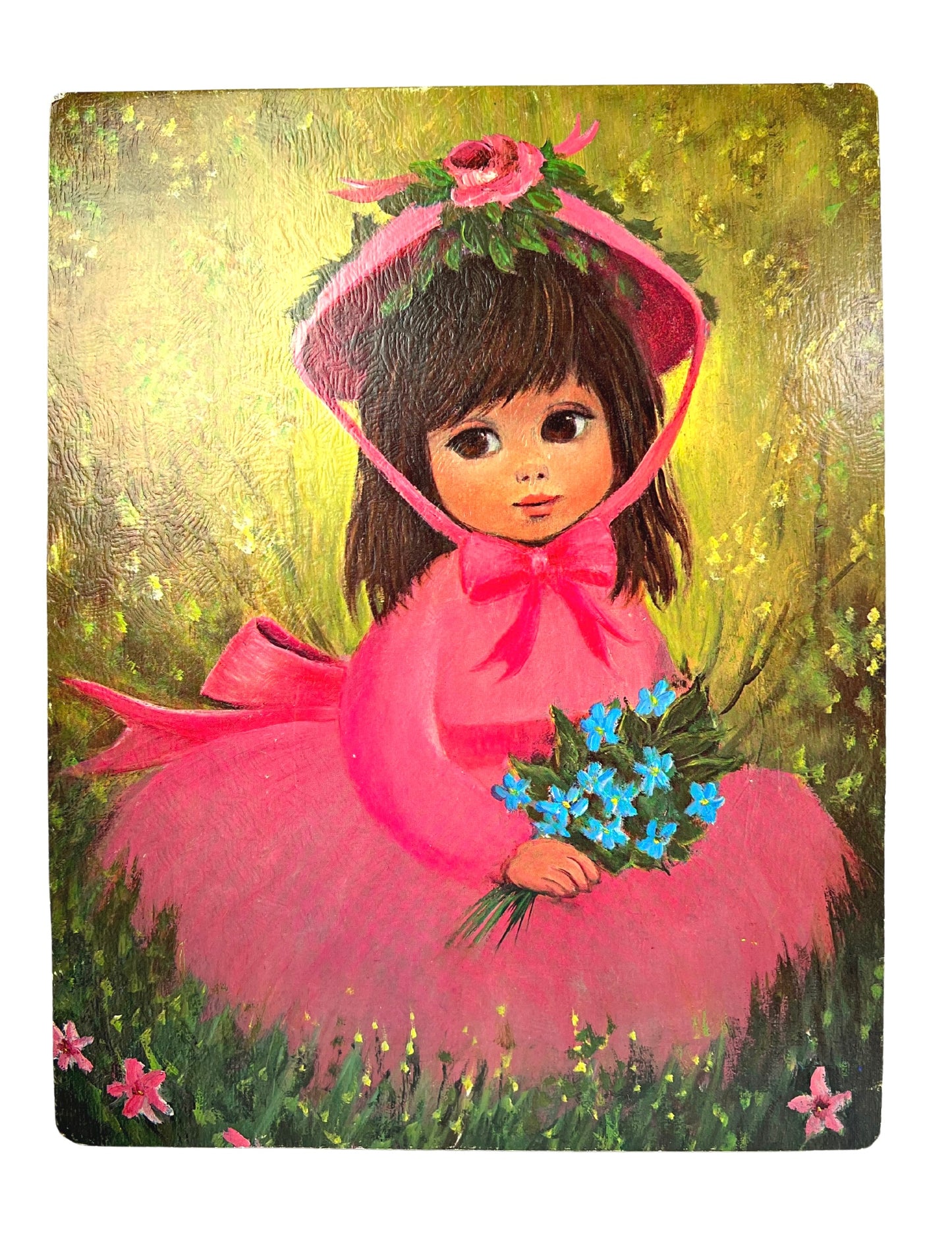 60’s Sherle Big Eye “Brenda” Pink Bonet Bouquet Museum Art Print 14” H x 11” H