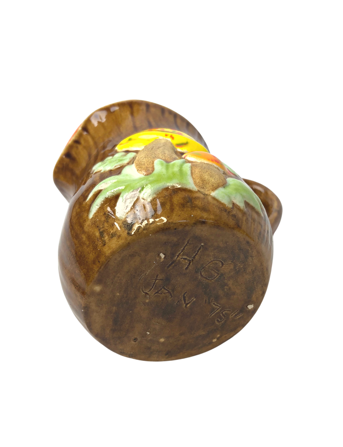 ‘75 Mini Mushroom Toadstool Glazed Pottery Milk Pitcher & Mug Set