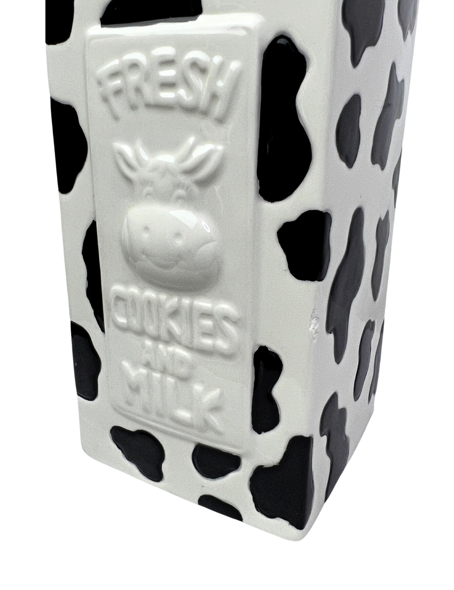 90’s Fresh Cookies & Milk Cow Print Milk Carton Vase