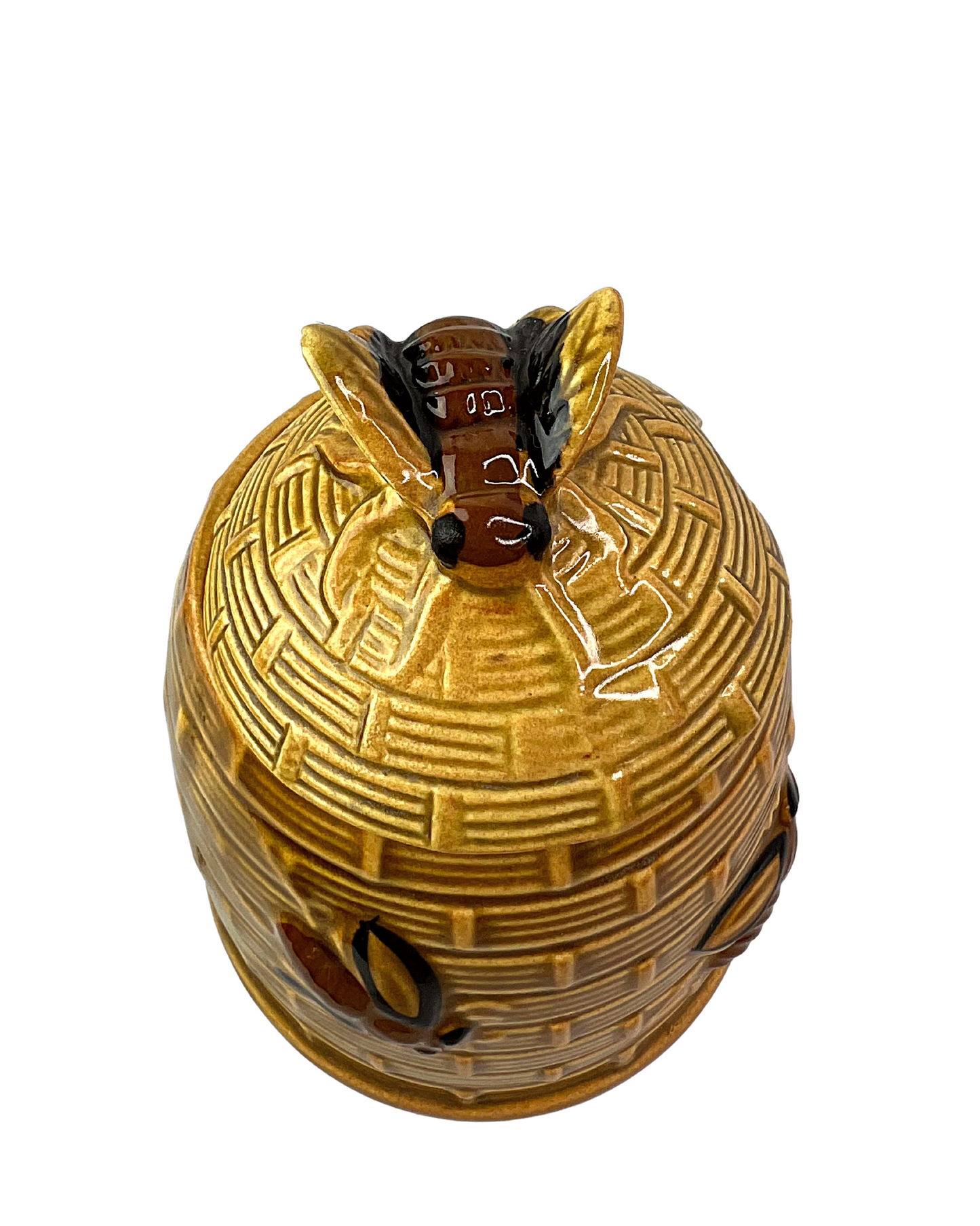Vintage Honey Bee Beehive Honey Jar 2Pc
