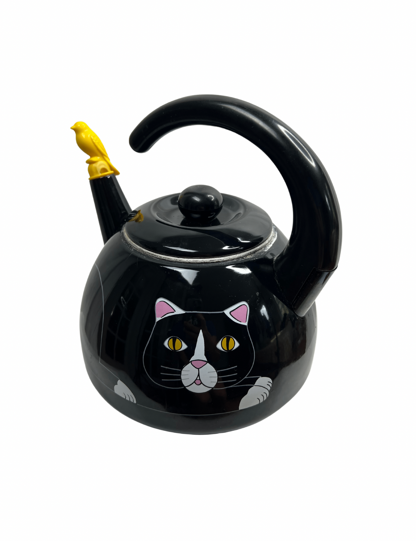 80’s Kamenstein Black Cat Whistling Bird Tea Kettle