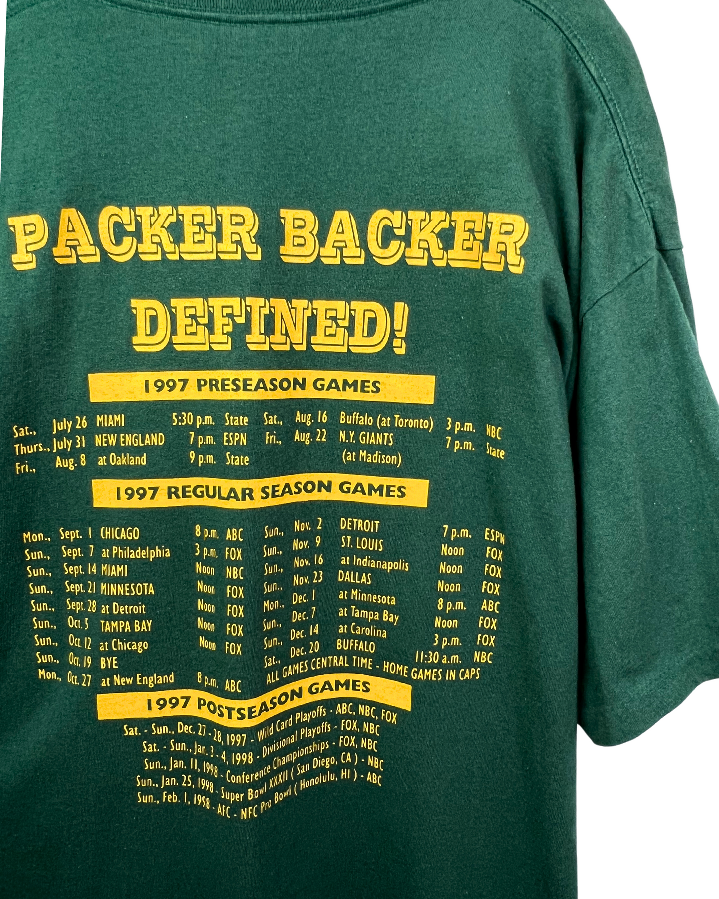 1997 Packer Backer Defined Green Bay Packers T-shirt Size 2X