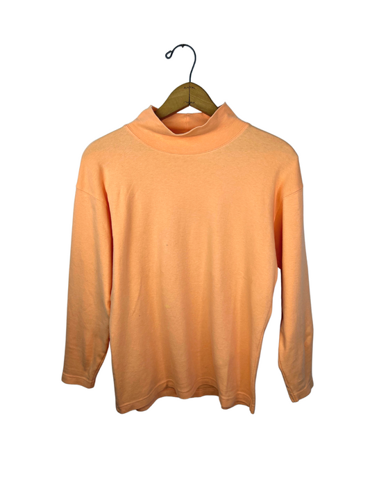 90’s Express Tricot Mac & Cheese Orange 100% Cotton Mock Turtleneck