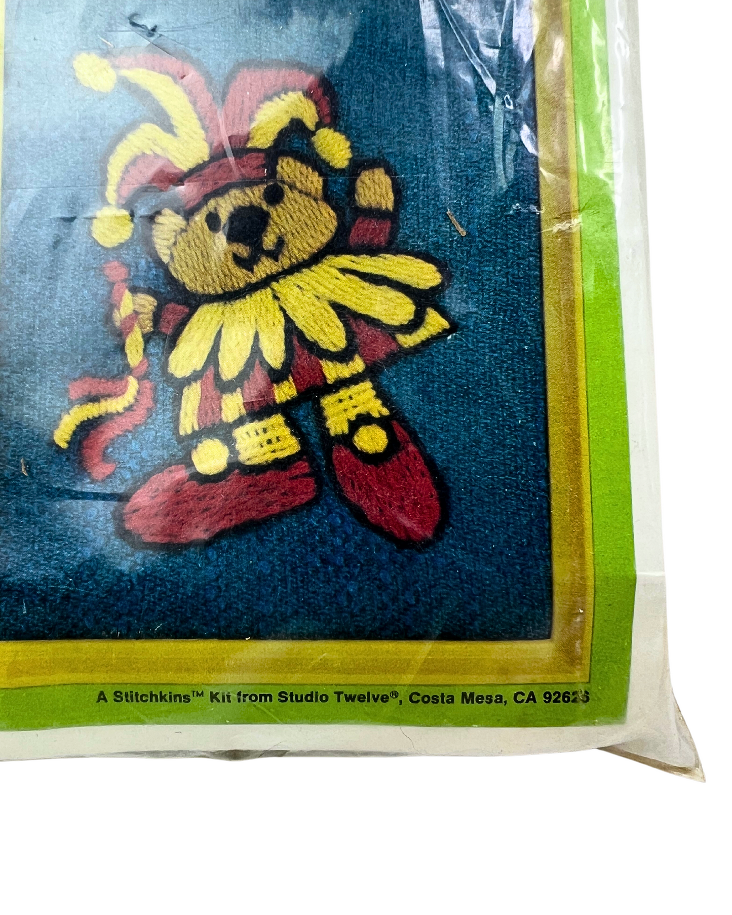 80’s Crewel Embroidery JESTER Bear 5 x 6 Cross-Stitch Kit