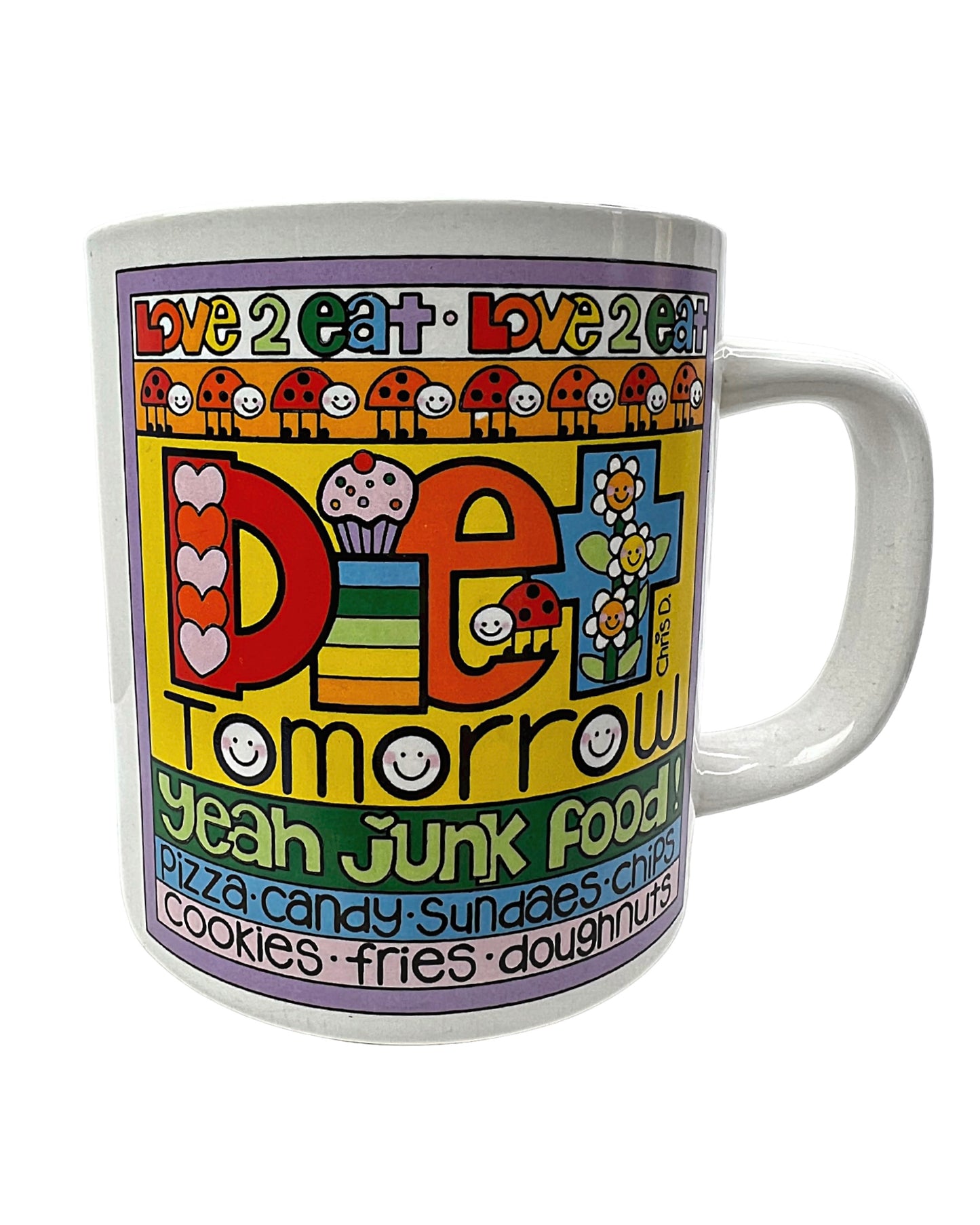 1984 Love 2 Eat! Diet Tomorrow Yeah Junk Food 12oz Coffee Mug