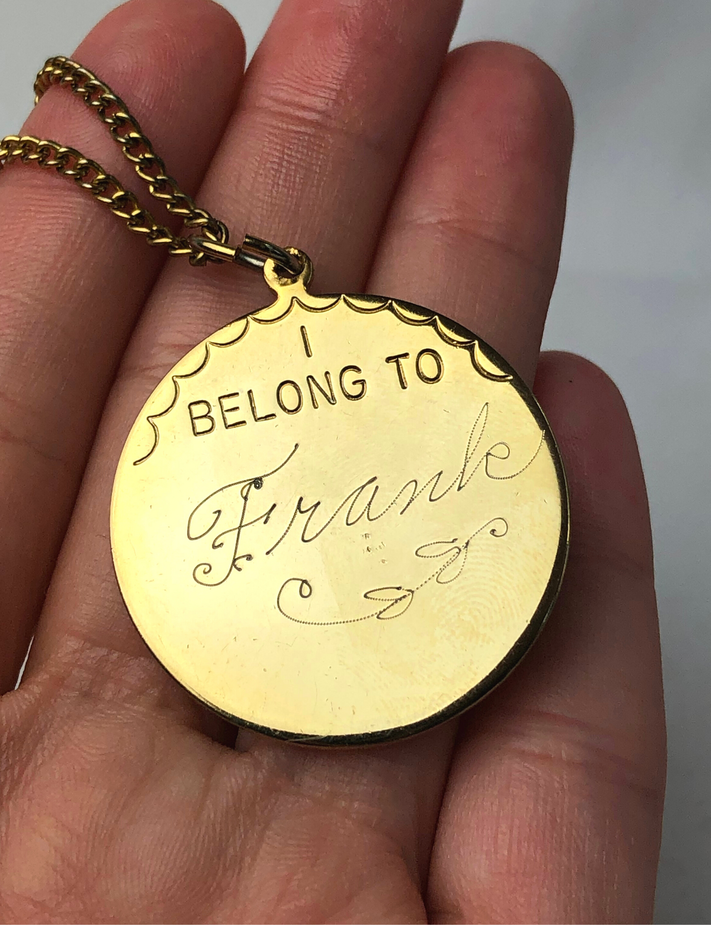60’s “I Belong to Frank” Engraved 14” Necklace