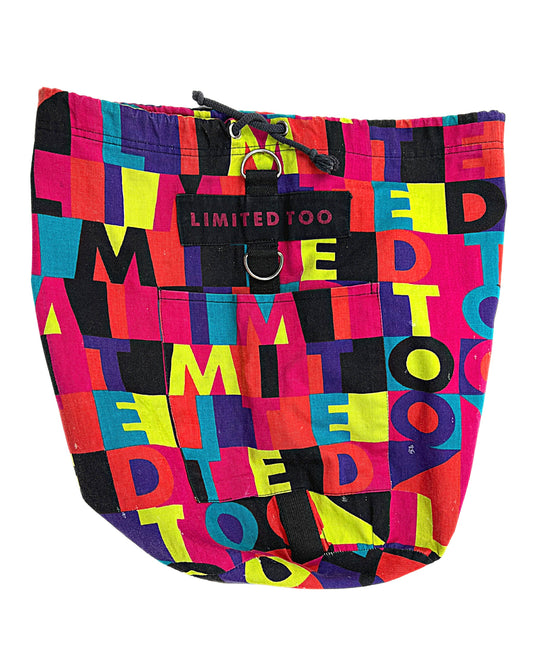 00’s The Limited Too Y2K Colorful Spellout Drawstring Knapsnack