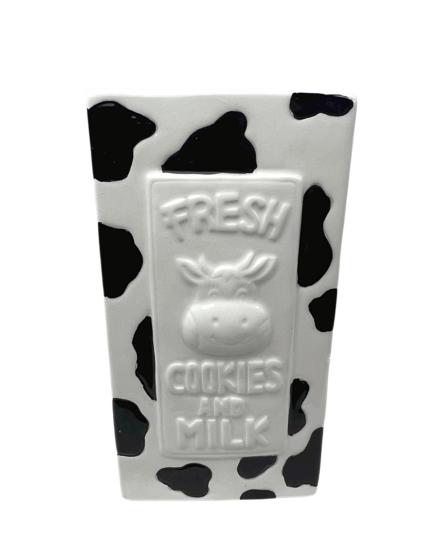 90’s Fresh Cookies & Milk Cow Print Milk Carton Vase